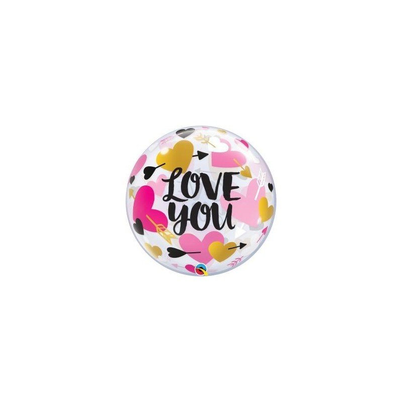 22 pulg. (55,8cm) Single Bubble 01Ct Love You Hearts & Arrows