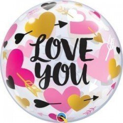 22 pulg. (55,8cm) Single Bubble 01Ct Love You Hearts & Arrows