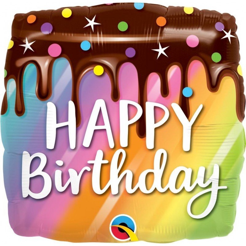 Globo Happy Birthday pastel chocolate derritiendose de 46 cm