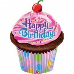 Globo Happy Birthday cupcake de 89 cm aprox