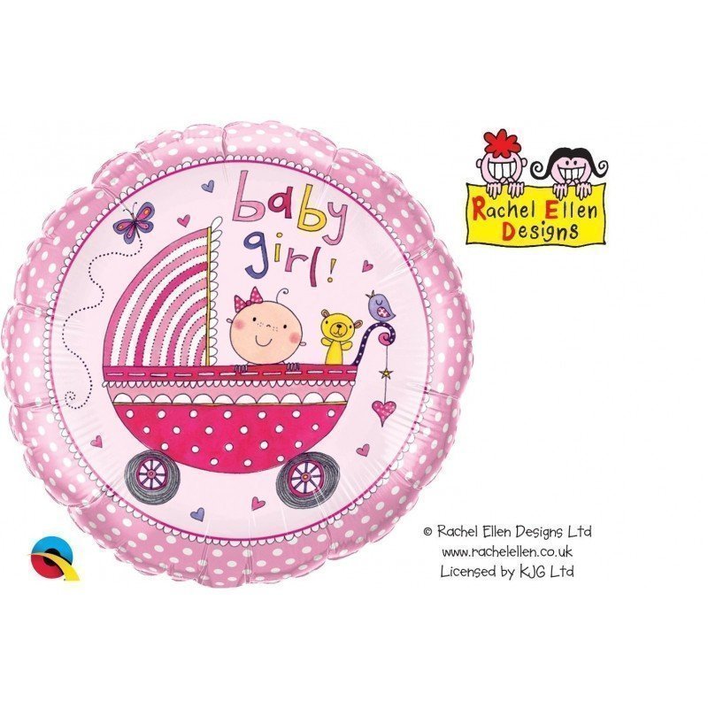 Globo Baby Girl Stroller de 45 cm Design By Rachel ellenQL-50294 Qualatex