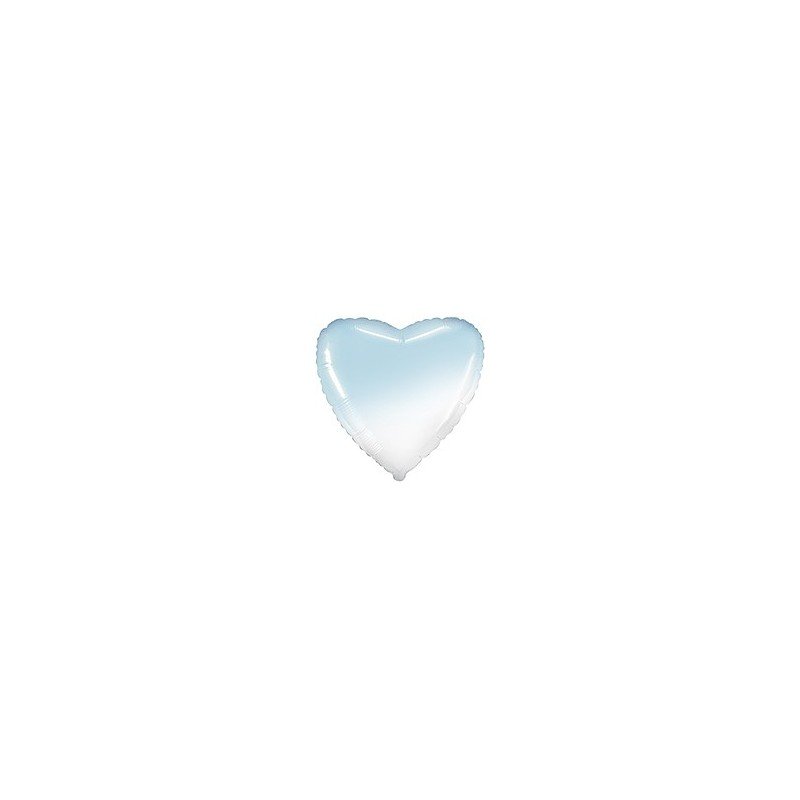Globo Corazón Degradado Azul pastel y Blanco de 45 cm Estándar.