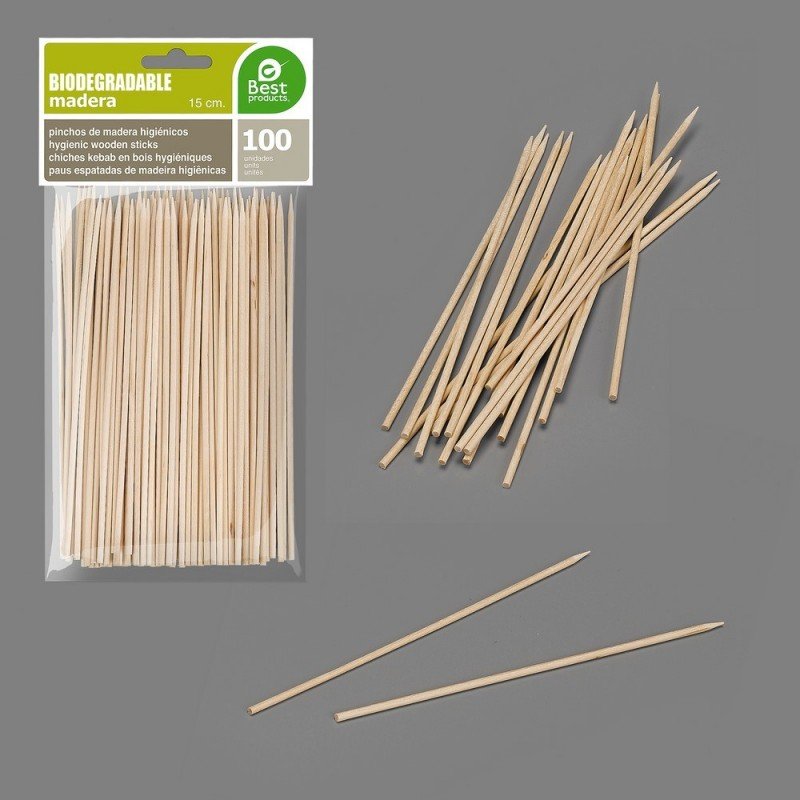 Pinchos Higiénicos de Madera de 150X2 mm (100ud)J-360900 JBP