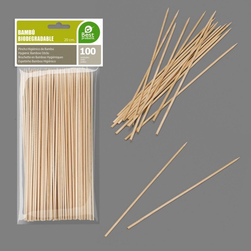 Pinchos de Bambú Higiénicos de 200 x 2 mm (100 ud)J-10434 JBP
