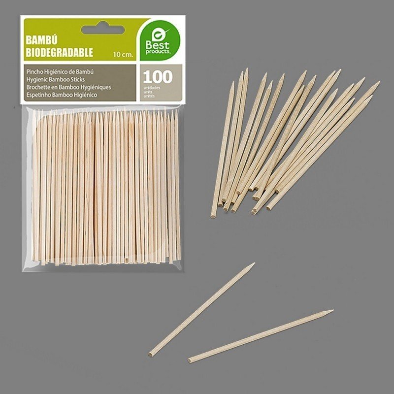 Pinchos de Bambú Higiénicos de 100 x 2 mm (100 ud)J-10432 JBP