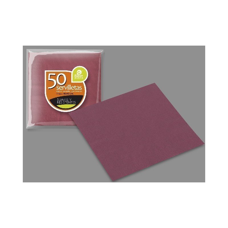 Servilletas Rojo Burdeos doble capa de 40 x 40 cm (50ud)J-10098 JBP