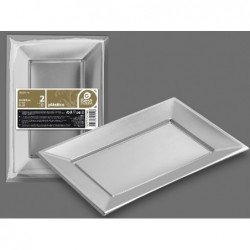 BANDEJA RECTANGULAR PLATA 33 X 23 CM (2 UD.)