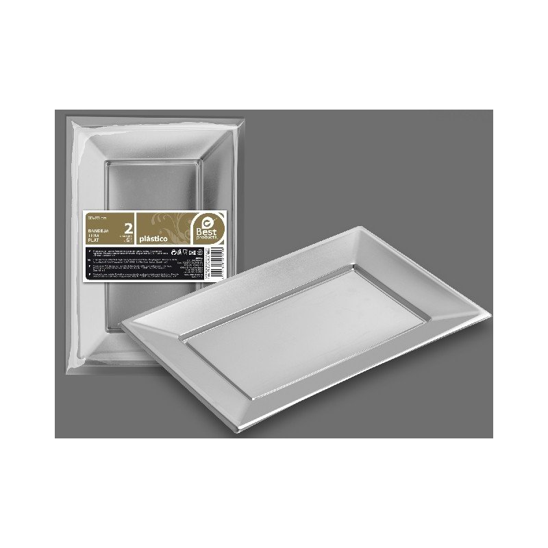 BANDEJA RECTANGULAR PLATA 33 X 23 CM (2 UD.)J-10050 JBP