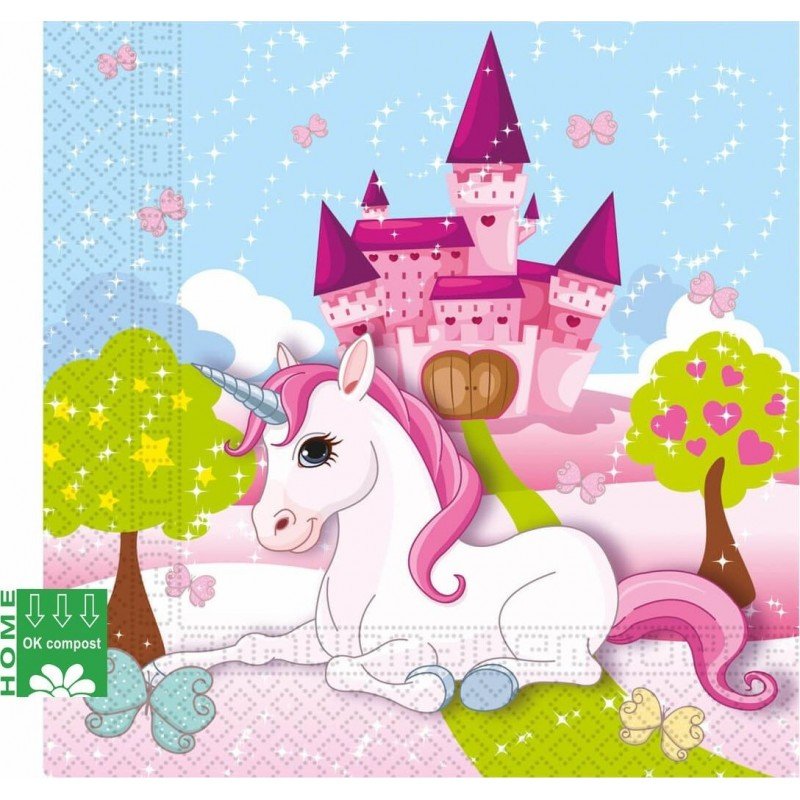 Servilletas Unicornio Castillo Eco biodegradables (20)