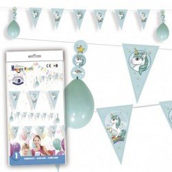 Banderin triangulo Aguamarina con Globos