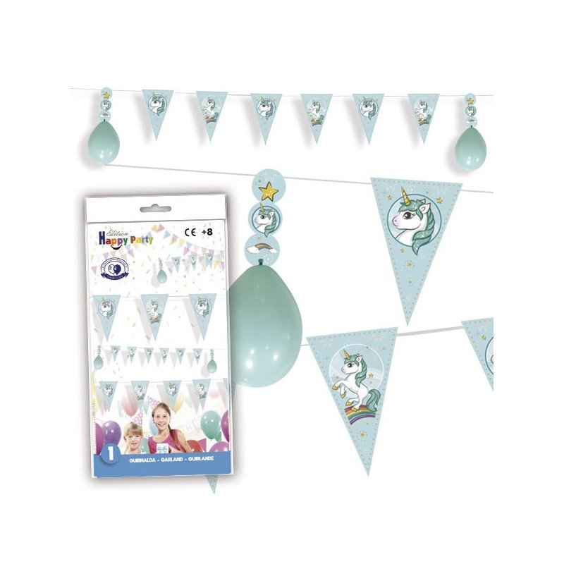 Banderin triangulo Aguamarina con Globos