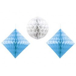Faroles Nido de abeja con Rombo y esfera Azul y Blanco (3)