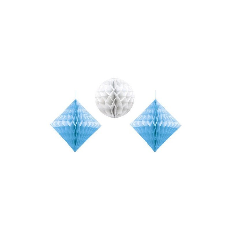 Faroles Nido de abeja con Rombo y esfera Azul y Blanco (3)