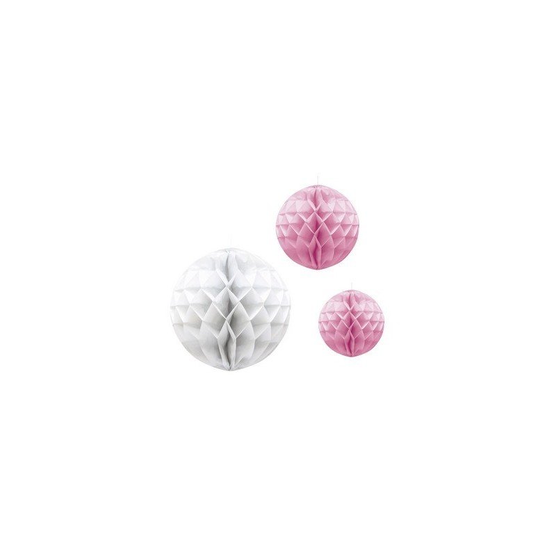 Faroles Nido de abeja esferas Rosa y Blanco (3)