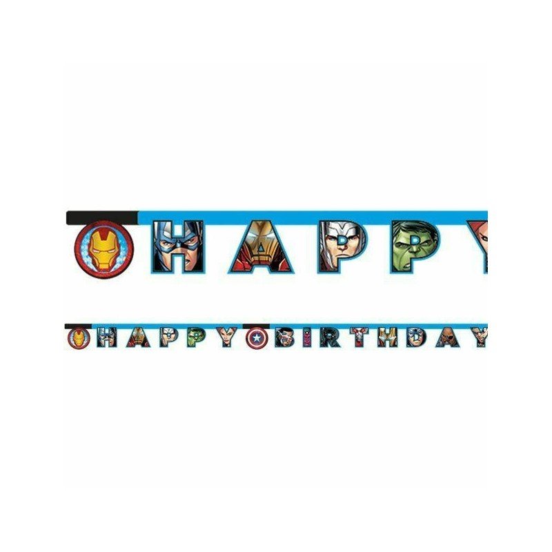 Guirnalda Vengadores "Happy Birthday" de 2m. Arpox.