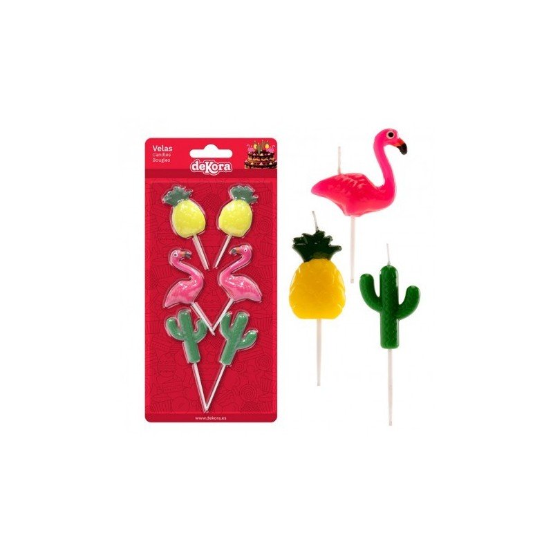 Velas Flamencos Piñas y Cactus (3x2)