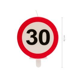 Vela 30 cumpleaños Señal Prohibido de 6,3 cm aprox