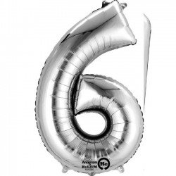 Globo Numero Nº6 Color Plata (33 cm Aprox, Empaquetado)