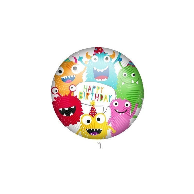 Globo foil Monstruos Happy Birthday de 46cm