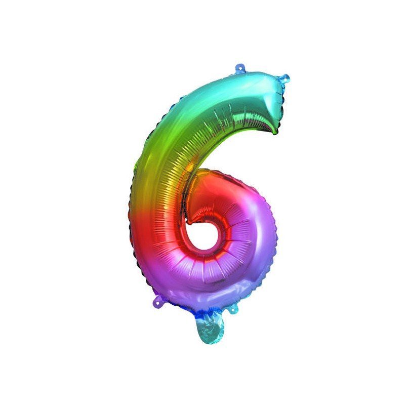 Globo número 6 Multicolor de 34cm
