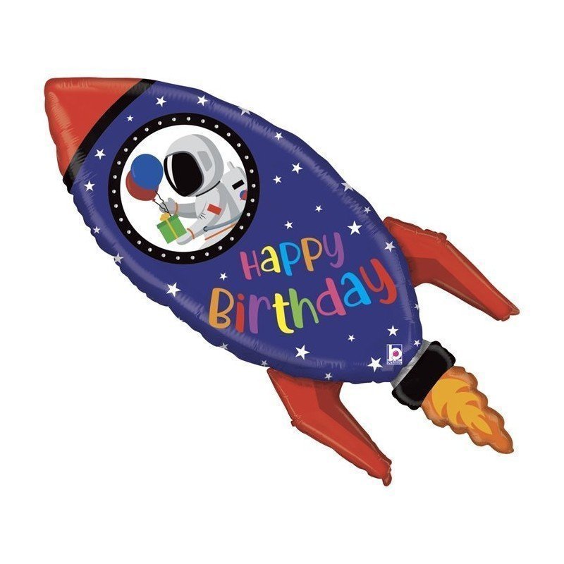 Globo Cohete "Happy Birthday" de 102cm