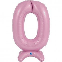 Globo Número 0 Rosa Pastel Standup de 64cm