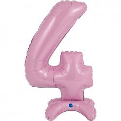 Globo Número 4 Rosa Pastel Standup de 64cm