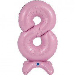 Globo Número 8 Rosa Pastel Standup de 64cm