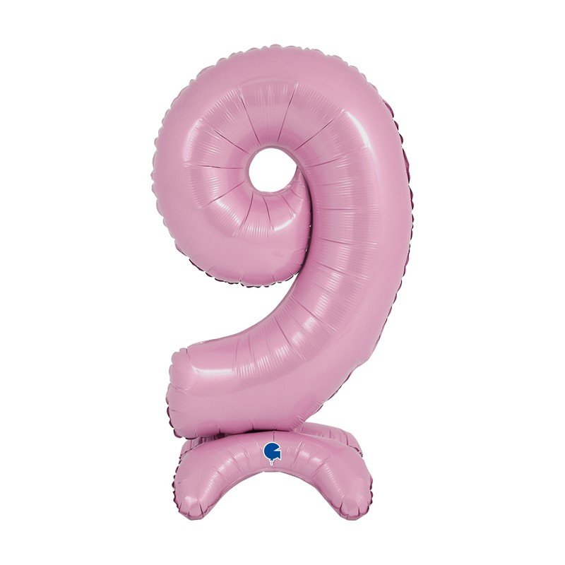 Globo Número 9 Rosa Pastel Standup de 64cm