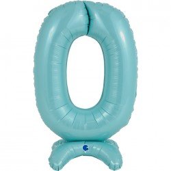 Globo Número 0 Azul Pastel Standup de 64cm
