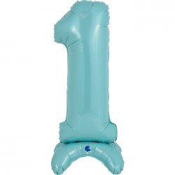 Globo Número 1 Azul Pastel Standup de 64cm