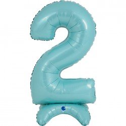 Globo Número 2 Azul Pastel Standup de 64cm