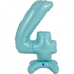 Globo Número 4 Azul Pastel Standup de 64cm