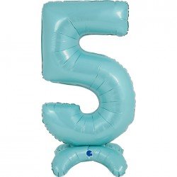 Globo Número 5 Azul Pastel Standup de 64cm
