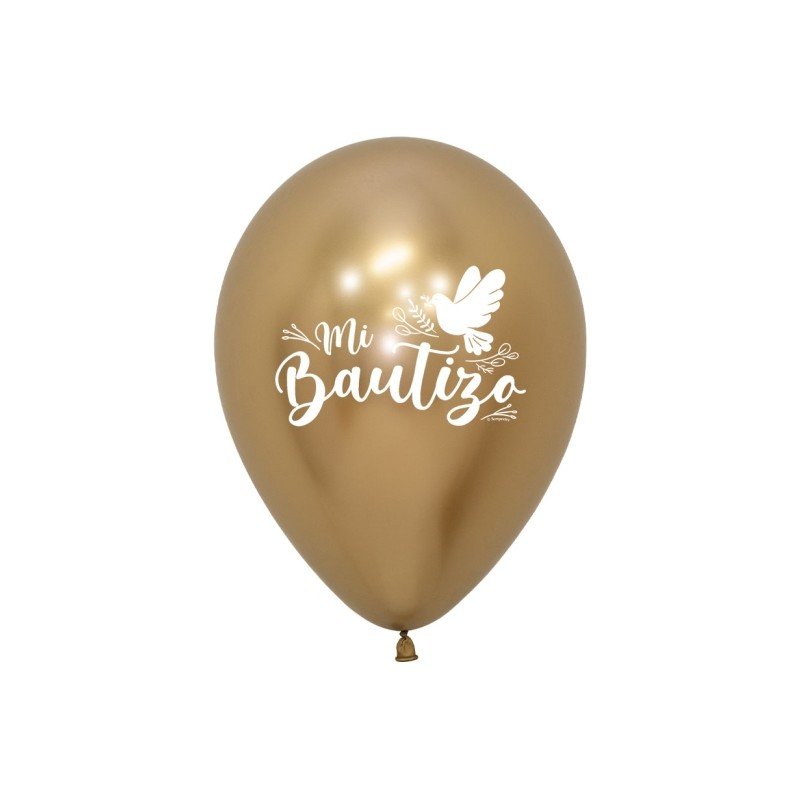 Globos Mi Bautizo Dorado Reflex de 30cm (12)