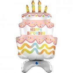 Globo Tarta "Happy Birthday" Standup de 97cm