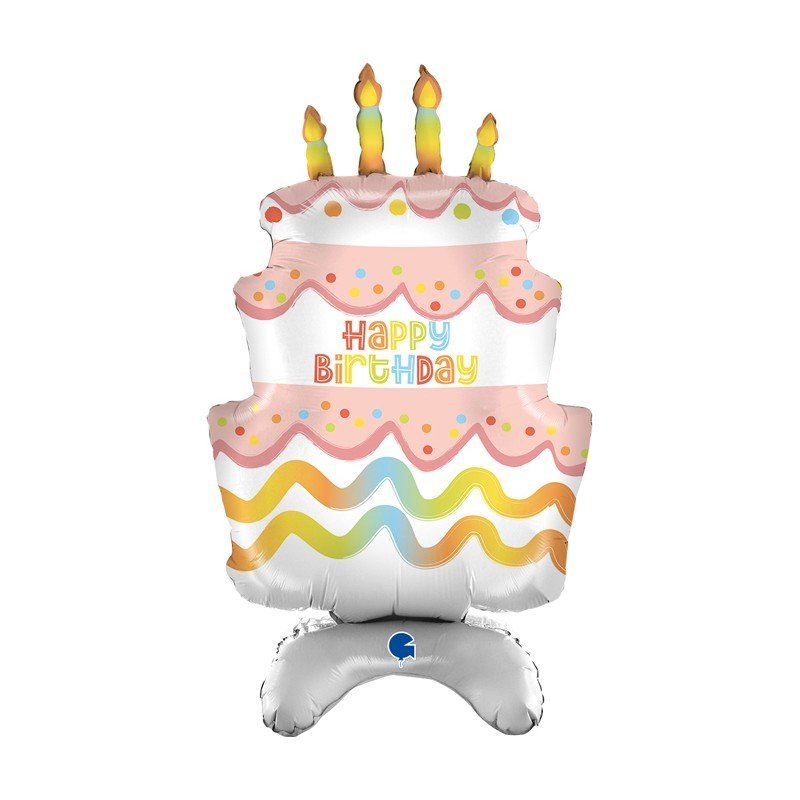 Globo Tarta "Happy Birthday" Standup de 97cm