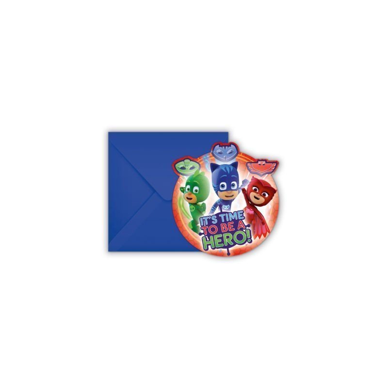 Invitaciones Pj Masks de 14cm (6)