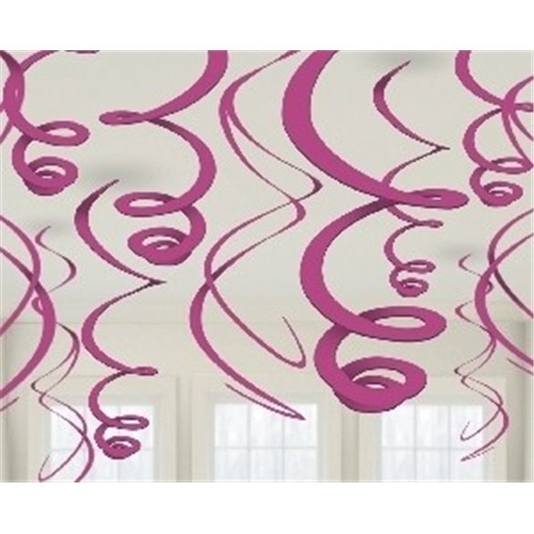 Decoracion Colgantes Espirales de Color Rosa (12 de 55,8 cm)