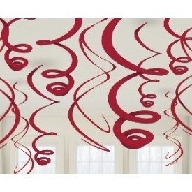 Decoracion Colgantes Espirales de Color Rojo (12 de 55,8 cm)