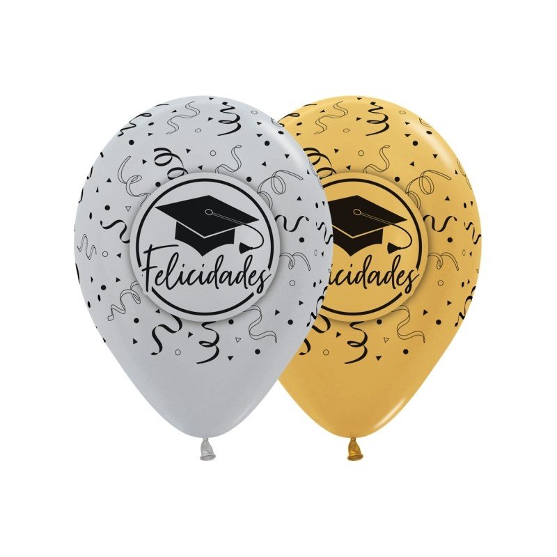 Globos Felicidades Graduado plata y oro (12)