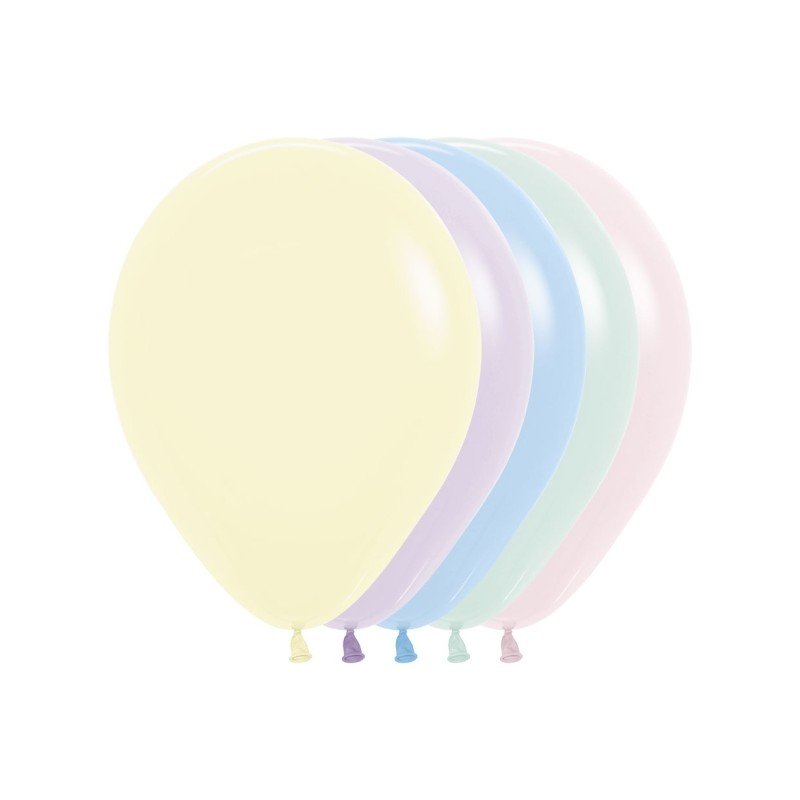 Globos Látex R5 Colores Surtidos Pastel Talco de 13cm aprox (100 ud)