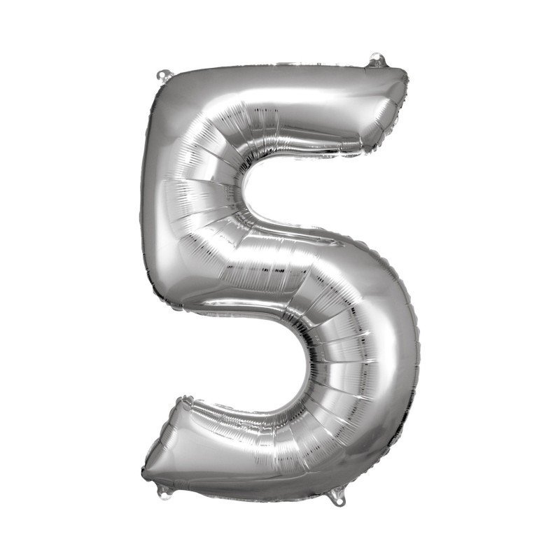 GLOBO GIGANTE NUMERO Nº5 Color Plata (Altura 83/86cm)