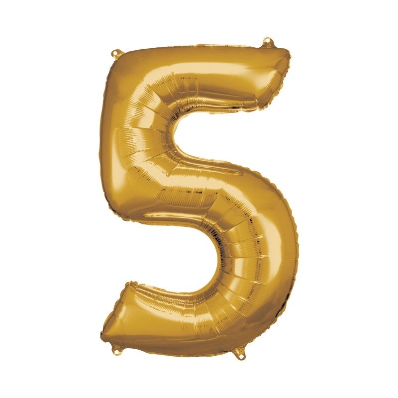 GLOBO GIGANTE NUMERO Nº5 Color Oro (Altura 83/86cm)