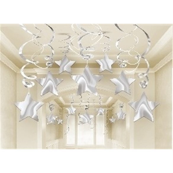 Decoracion Colgantes Espirales Estrella Color Plata (30) Decoracion Colgantes Espirales Estrella Color Plata (30)