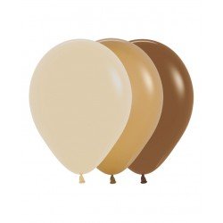 Globos Látex R5 Colores Surtidos arena, latte y cafe Sólidos de 13cm aprox (100 ud)