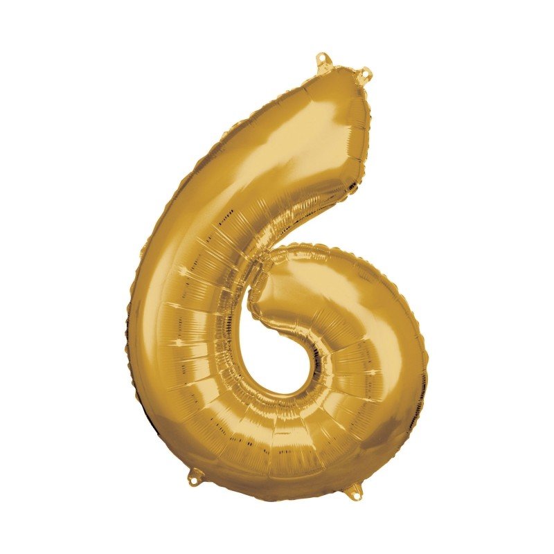 GLOBO GIGANTE NUMERO Nº6 Color Oro (Altura 83/86cm)