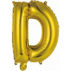 Globo Letra D Auto-Inflable Oro 34cm aprox.