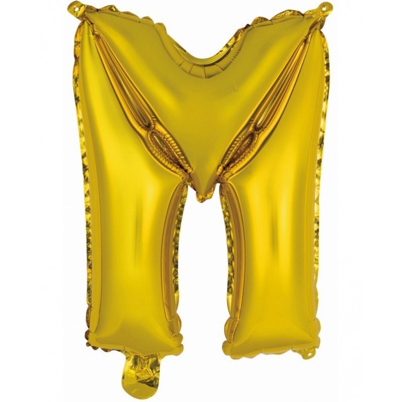 Globo Letra M Auto-Inflable Oro 34cm aprox.9909646 Anagram