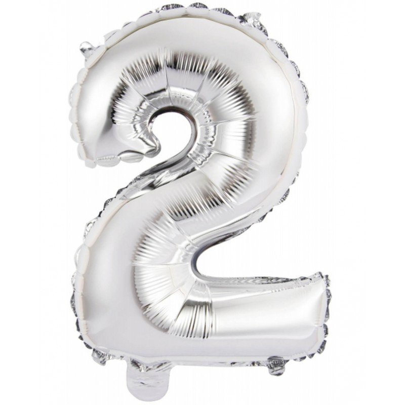 Globo Número 2 Auto-Inflable Plata 35cm aprox.9909670 Anagram